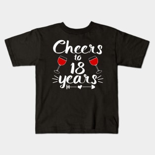 Cheers to 18 years Anniversary Gifts For Couple, Women and Men Kids T-Shirt